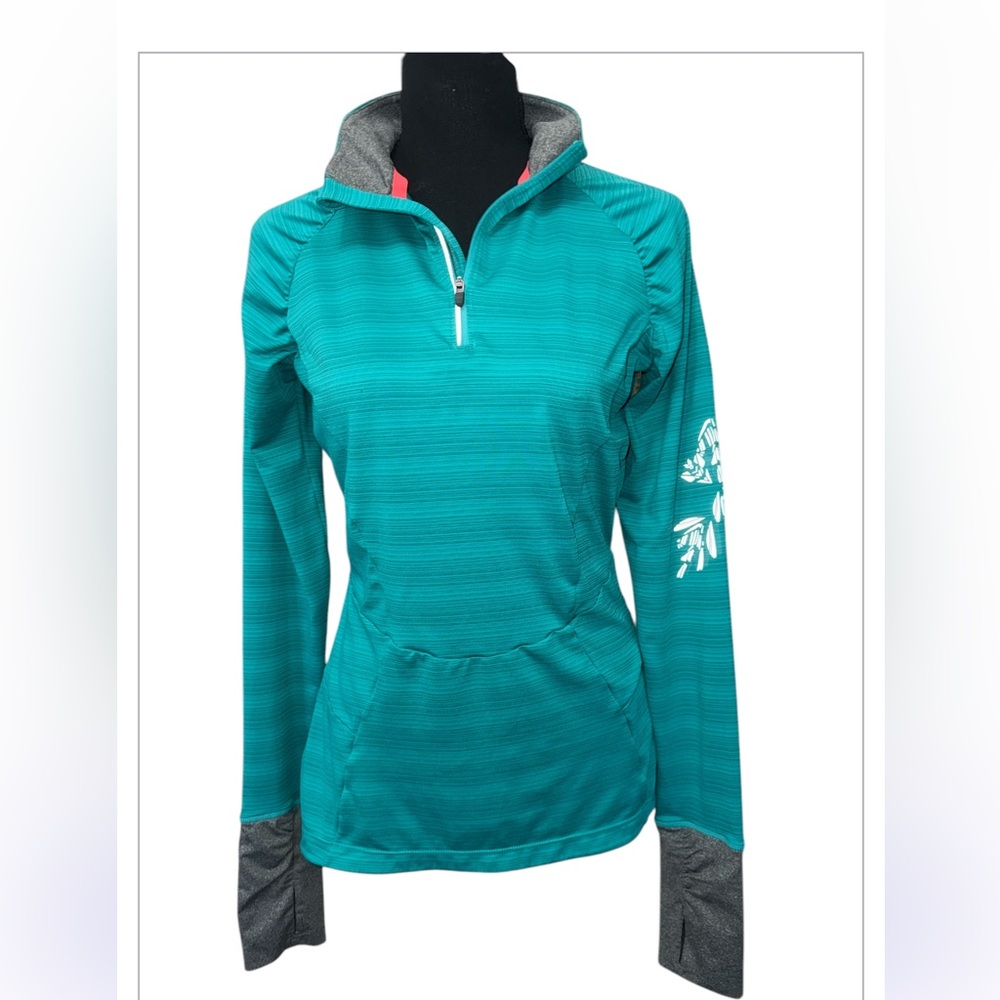 MONDETTA 1/4 zip Pullover womens small teal and gray running‎